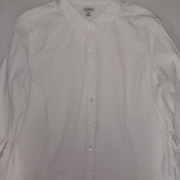 L.L.BEAN DOT EMBROIDERED BUTTON UP SHIRT - Picture 14 of 15